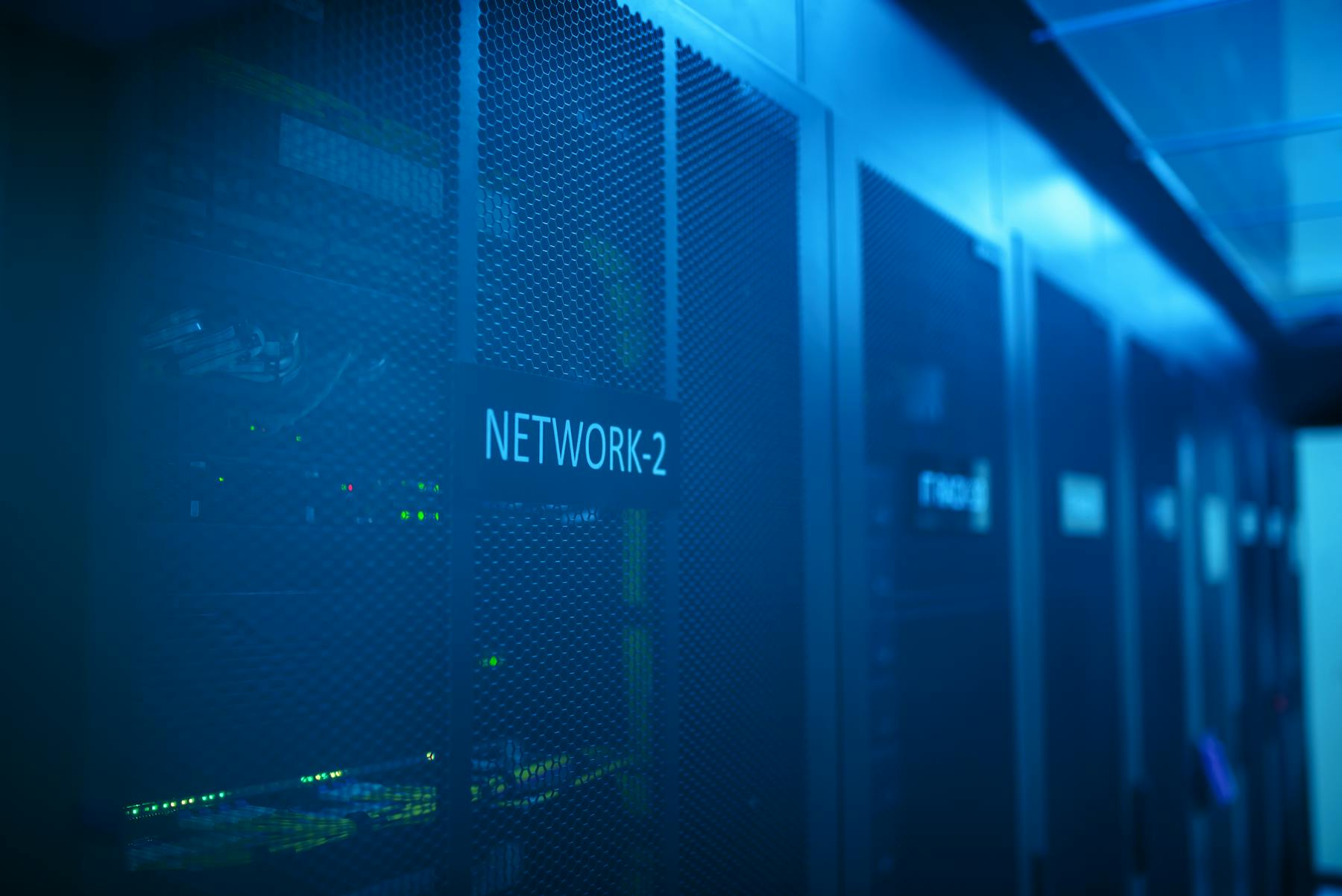 A rack of network equipment during a rollout